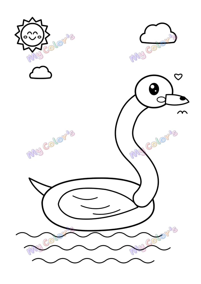 Coloriage Le cygne sur l’eau à imprimer