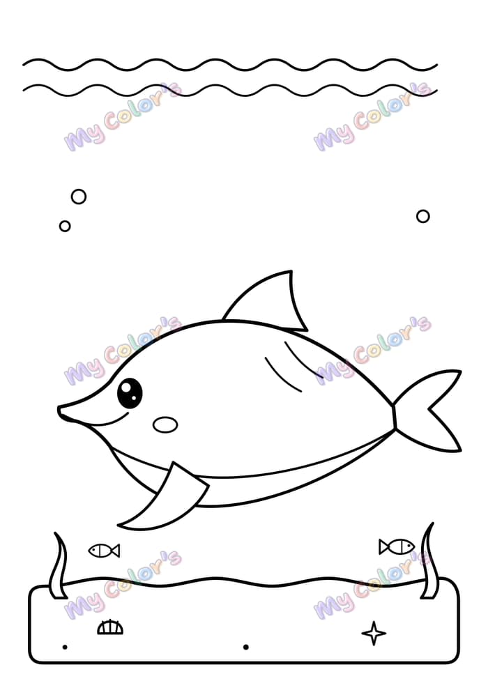 Coloriage Le dauphin joyeux à imprimer