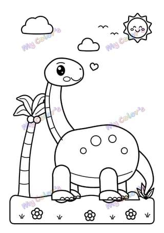 Coloriage Le dino au long cou à imprimer