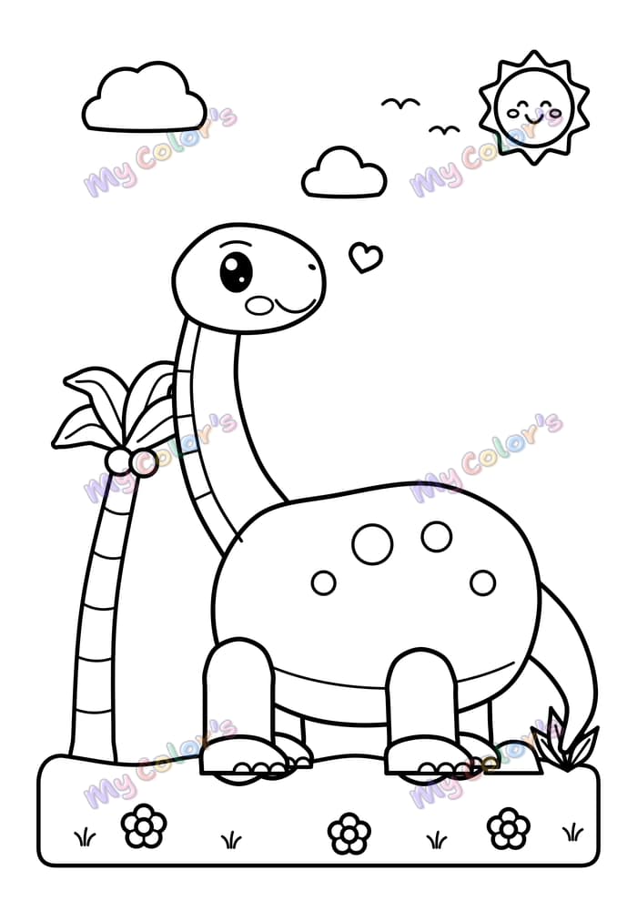 Coloriage Le dino au long cou à imprimer