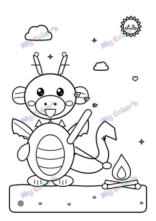 Coloriage Le dragon aux petites flammes à imprimer