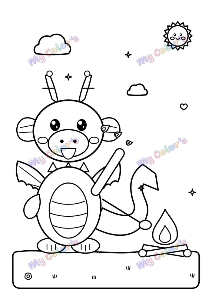 Coloriage Le dragon aux petites flammes à imprimer
