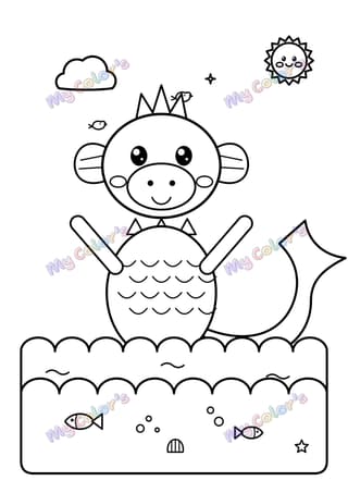 Coloriage Le dragon des mers à imprimer