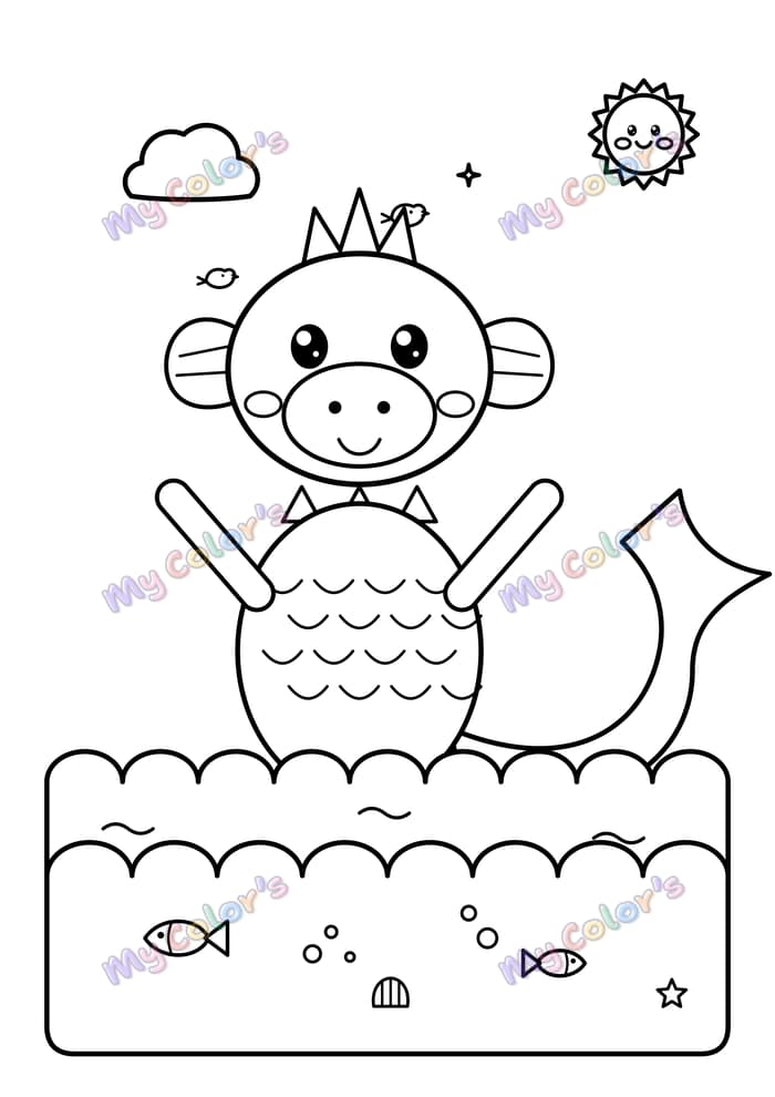 Coloriage Le dragon des mers à imprimer