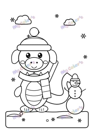 Coloriage Le dragon des neiges à imprimer