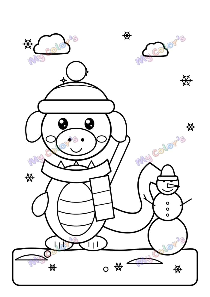 Coloriage Le dragon des neiges à imprimer