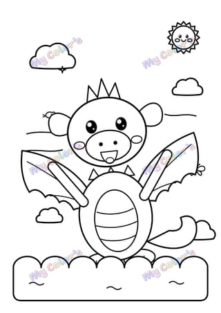 Coloriage Le dragon qui vole à imprimer