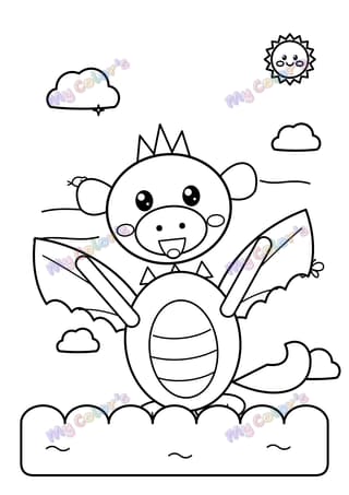 Coloriage Le dragon qui vole à imprimer