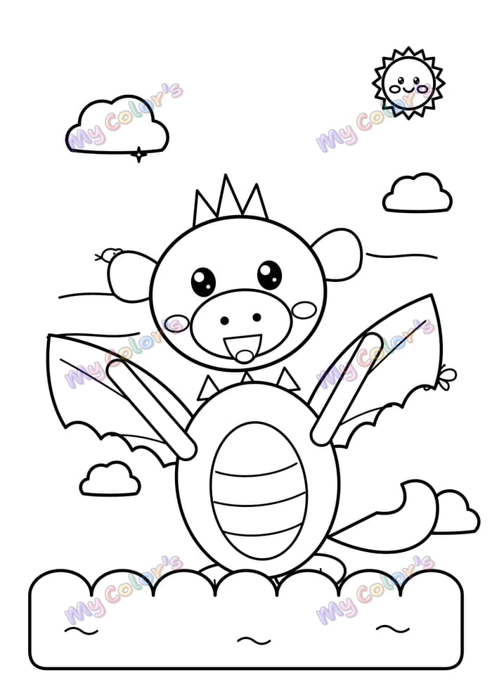 Coloriage Le dragon qui vole à imprimer