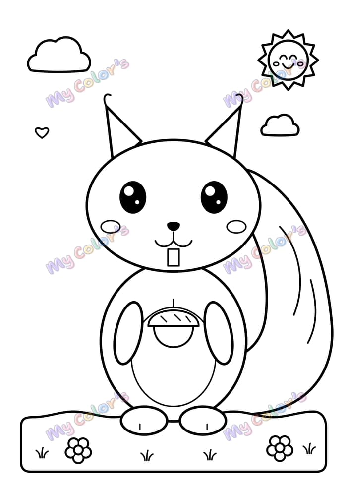Coloriage L’écureuil et son gland à imprimer
