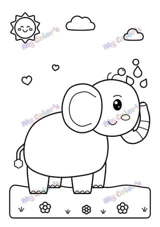 Coloriage L’éléphant arroseur à imprimer