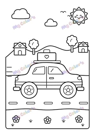 Coloriage En route en voiture ! à imprimer