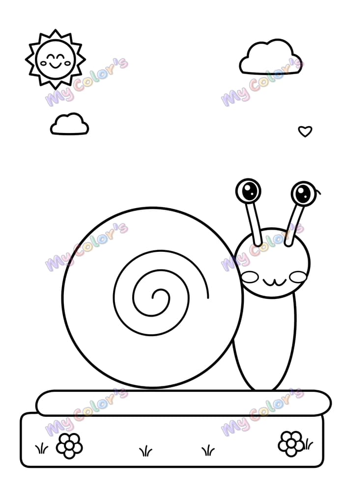 Coloriage L’escargot en balade à imprimer