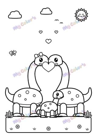 Coloriage La famille diplodocus à imprimer