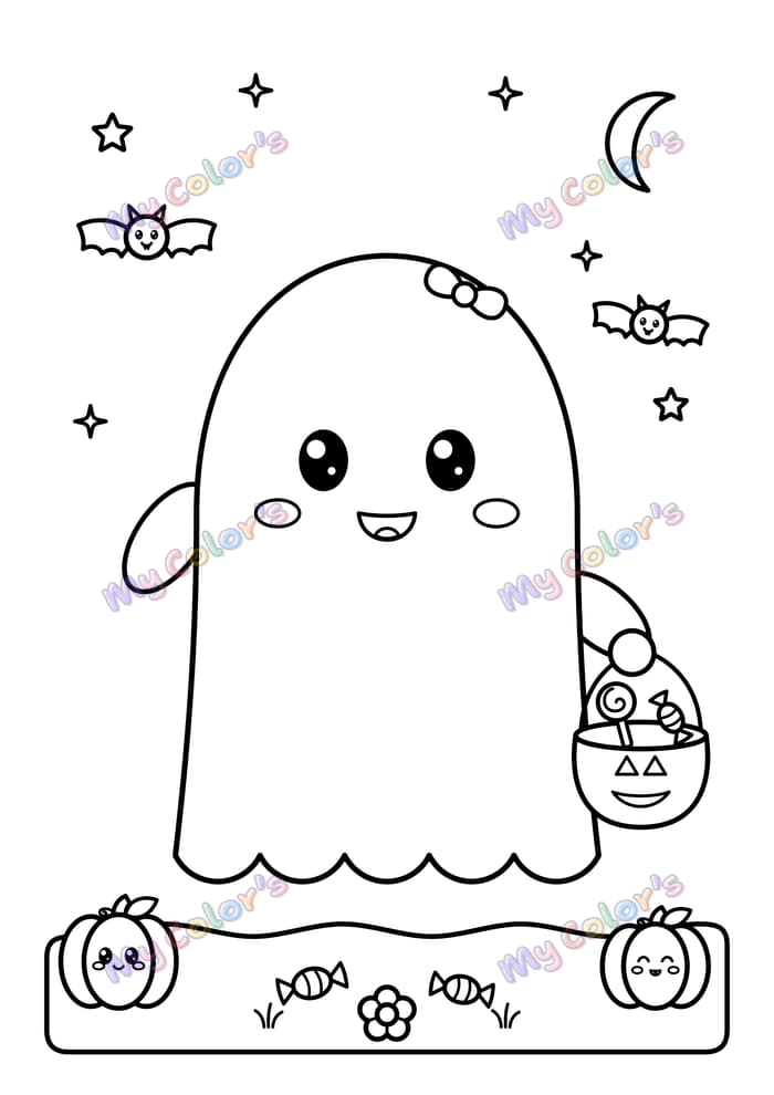 Coloriage Le fantôme gentil à imprimer
