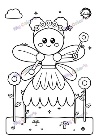 Coloriage La fée des fleurs à imprimer