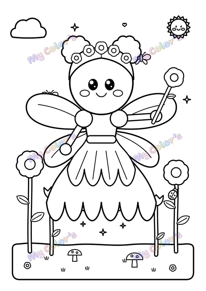 Coloriage La fée des fleurs à imprimer