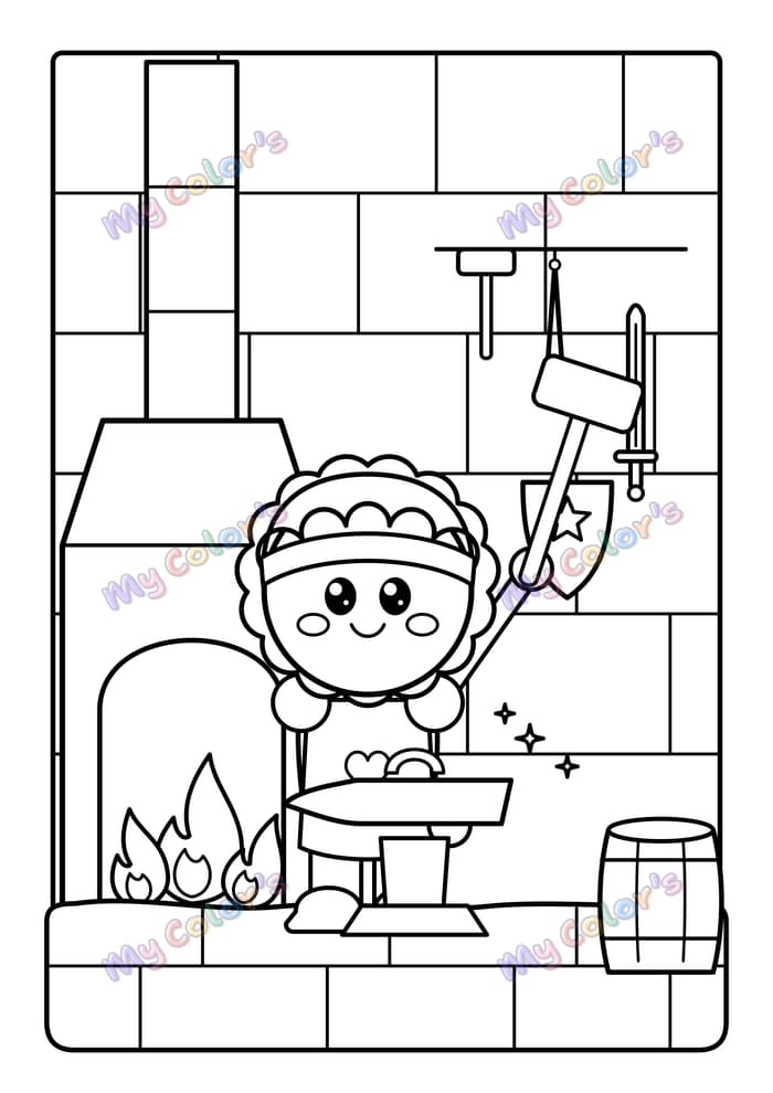 Coloriage La forge du château à imprimer