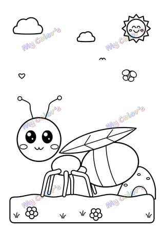 Coloriage La fourmi et sa feuille à imprimer