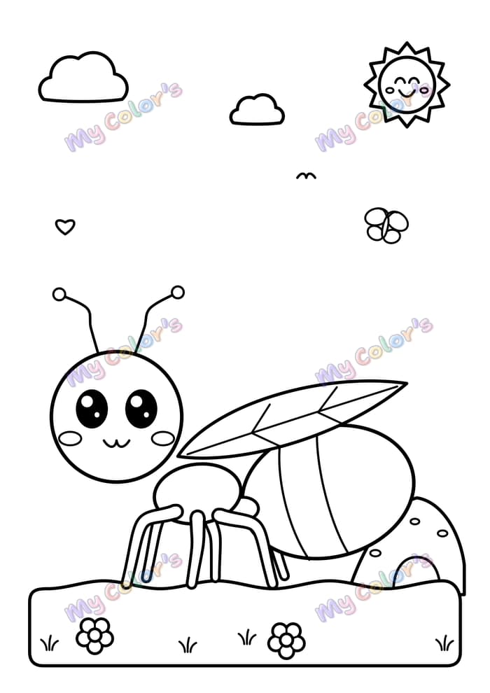 Coloriage La fourmi et sa feuille à imprimer