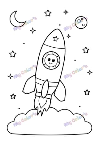 Coloriage Fusée vers les étoiles à imprimer