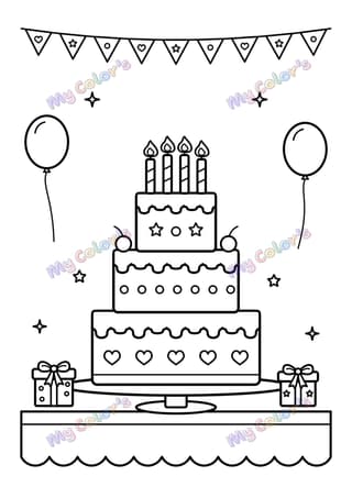 Coloriage Le gâteau d’anniversaire à imprimer