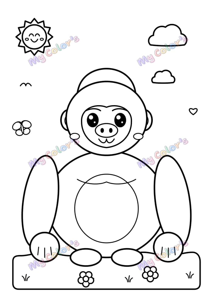 Coloriage Le gorille costaud à imprimer