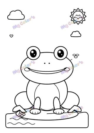 Coloriage La grenouille sur son nénuphar à imprimer