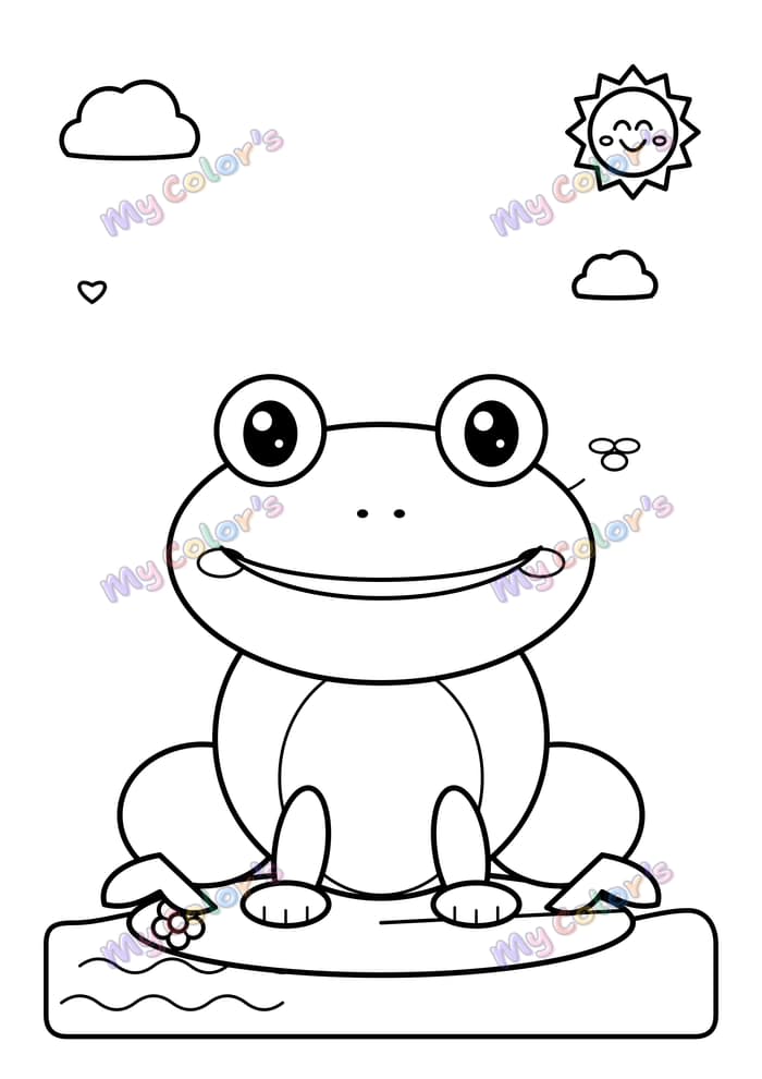 Coloriage La grenouille sur son nénuphar à imprimer
