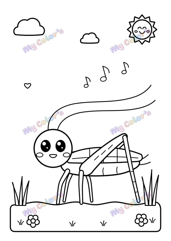 Coloriage Le grillon chanteur à imprimer