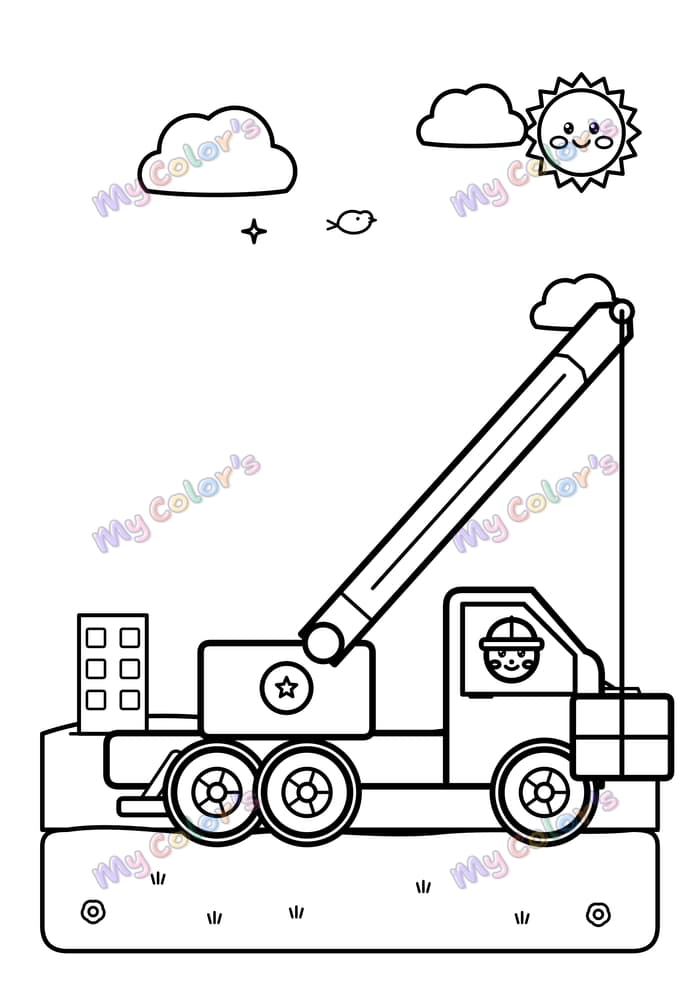 Coloriage La grue mobile à imprimer
