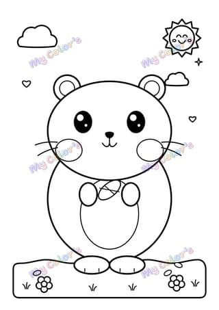 Coloriage Le hamster aux joues rondes à imprimer