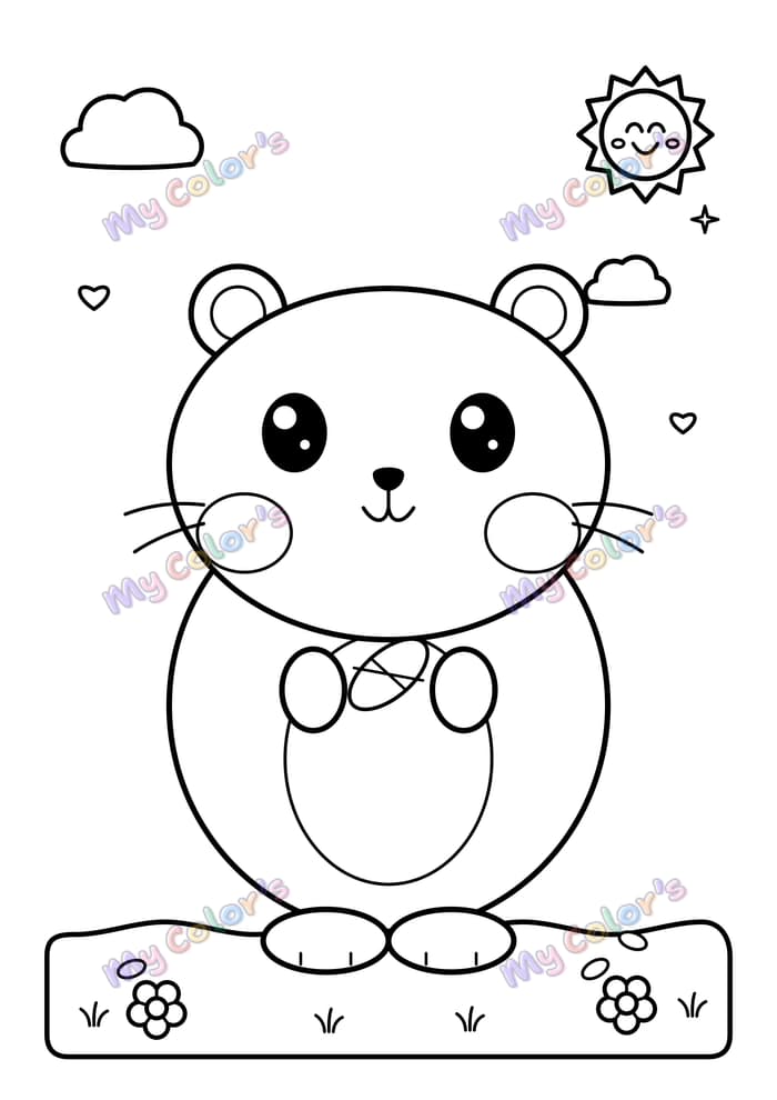 Coloriage Le hamster aux joues rondes à imprimer