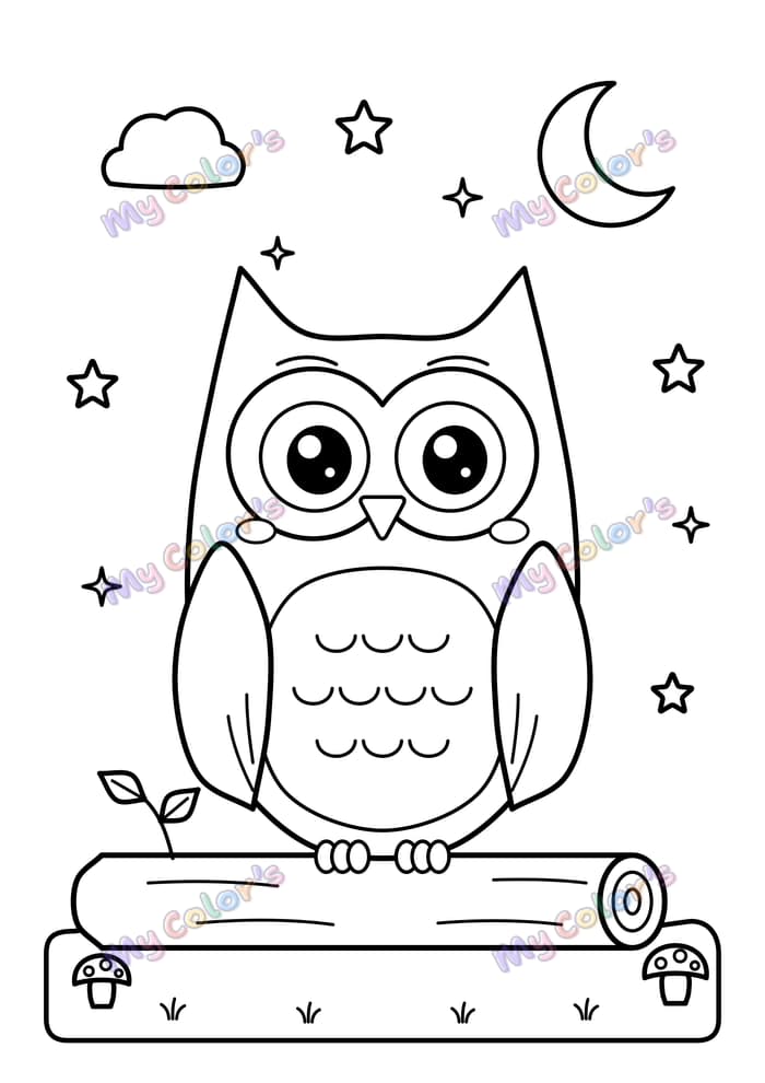 Coloriage Hibou de la nuit à imprimer