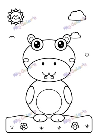 Coloriage L’hippopotame rigolo à imprimer