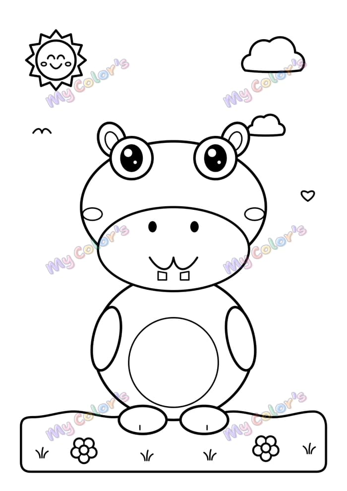 Coloriage L’hippopotame rigolo à imprimer