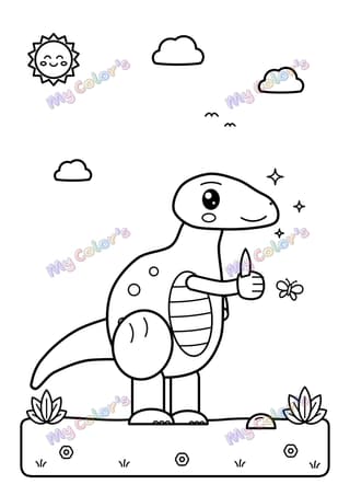 Coloriage L’iguanodon et son pouce à imprimer