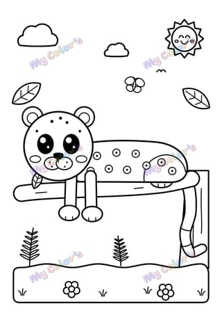 Coloriage Le jaguar sur sa branche à imprimer