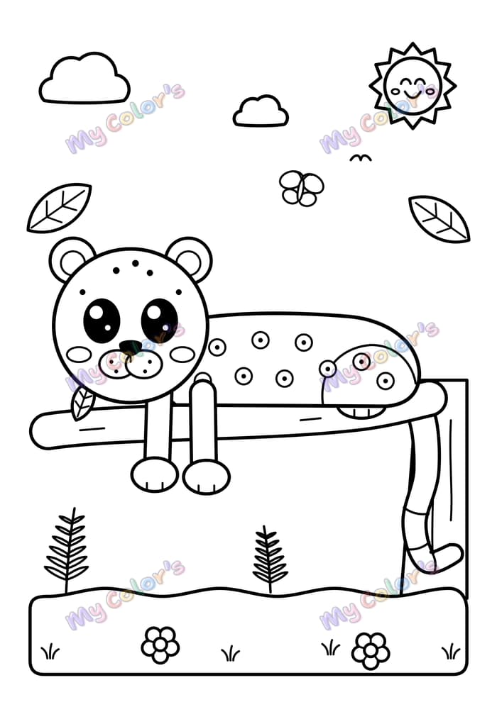 Coloriage Le jaguar sur sa branche à imprimer