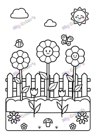 Coloriage Le jardin fleuri à imprimer