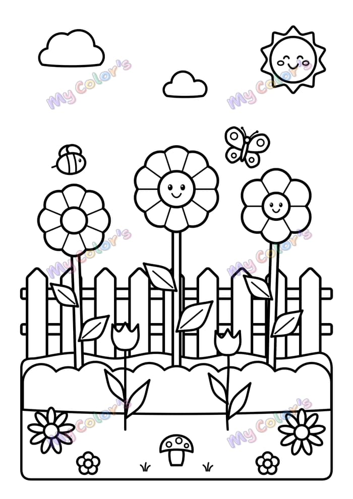 Coloriage Le jardin fleuri à imprimer