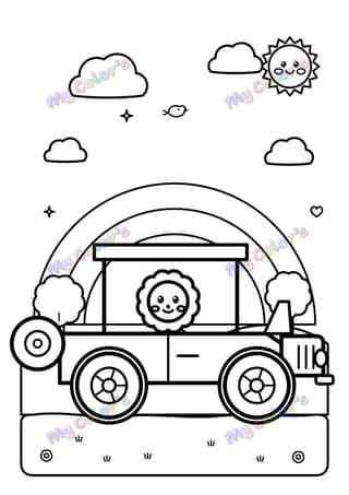Coloriage La jeep de safari à imprimer