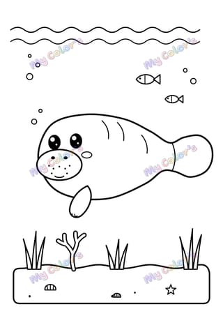 Coloriage Le lamantin tout doux à imprimer