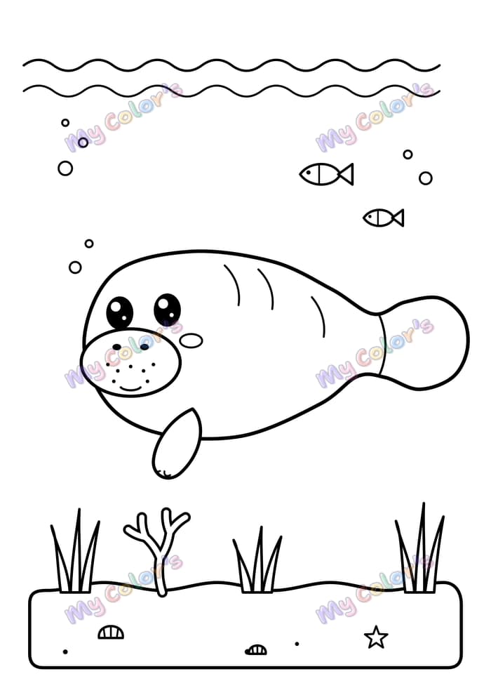 Coloriage Le lamantin tout doux à imprimer