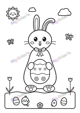 Coloriage Le lapin de Pâques à imprimer
