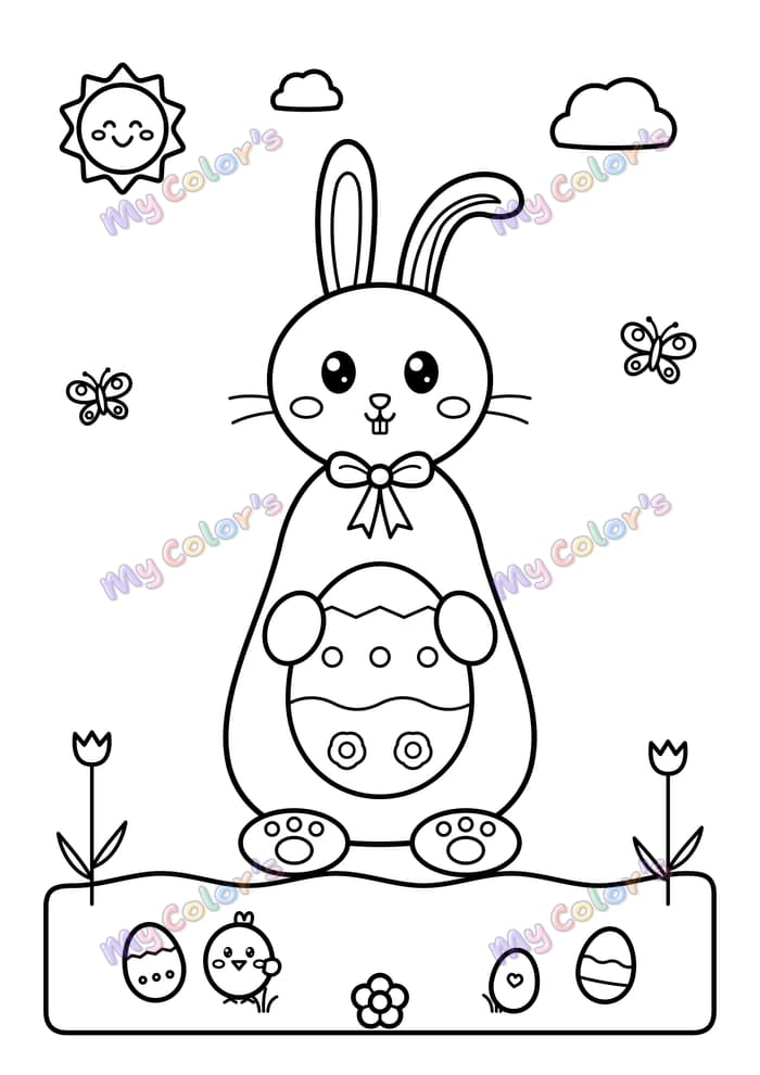 Coloriage Le lapin de Pâques à imprimer
