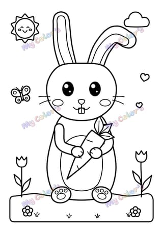 Coloriage Le lapin et sa carotte à imprimer