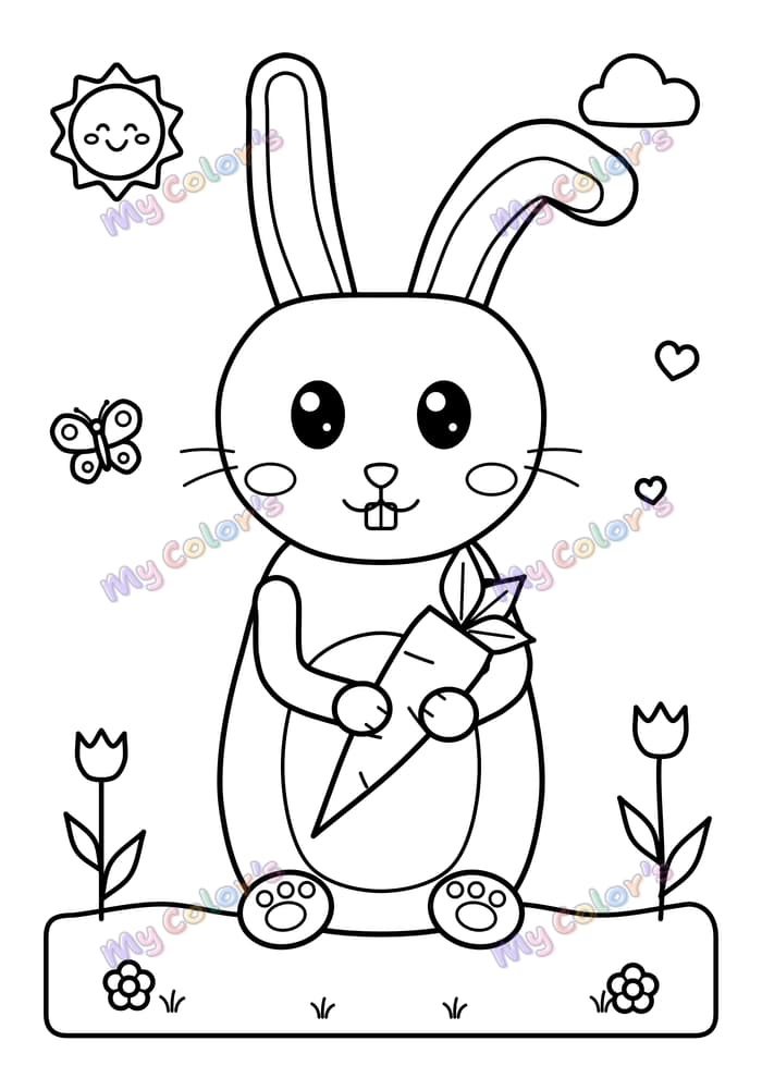 Coloriage Le lapin et sa carotte à imprimer