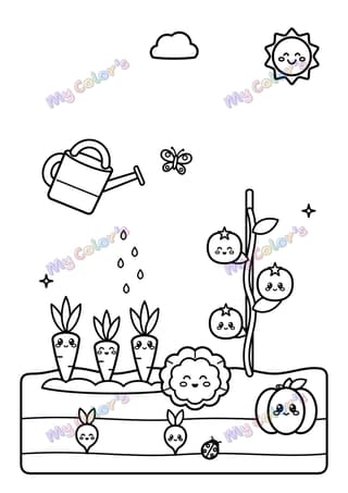 Coloriage Les légumes du potager à imprimer