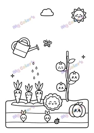 Coloriage Les légumes du potager à imprimer
